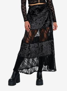 Black Maxi Skirt Gothic, Sheer Goth Skirt, Cheap Gothic Skirt For Women, Cheap Lace Skirt For Spring, Maxi Skirt Plus Size, 70s Vogue, Diy Maxi Dress, Skirt Plus Size, Beach Coverup Dress