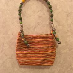 Custom Made Macrome Purse With A Beautiful Beaded Handle. This Was Hand Made In New Mexico. In Brand New Condition. Casual Yellow Crochet Woven Bag, Casual Yellow Woven Bag, Handmade Yellow Shoulder Bag For Vacation, Yellow Woven Crochet Bag For Daily Use, Casual Yellow Shoulder Bag As Gift, Yellow Woven Shoulder Bag For Daily Use, Yellow Pouch Shoulder Bag For Vacation, Yellow Shoulder Bag Summer Gift, Summer Fair Trade Multicolor Shoulder Bag