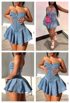 Lasaky – Dramatic Denim Dress with Backless Zipper and Strapless Design – Lasaky Fashion Boutique Romper Swimsuit, Dress Night Out, Blouse Tank Top, Sweater Trends, Exclusive Clothing, Night Out Dress, Daily Dress, Prom Party Dresses, Shop Maxi Dresses