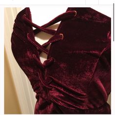 Gorgeous Dark Wine/Burgundy Velvet Strapless Dress. Mid Length. Back Zipper Closure. Stretchy Velvet Material. Sexy Crisscrossed Deep V In The Front. Brand New Dark Red Dress Short Long Sleeve, Velvet Strapless Dress, Front Zipper Dress, Goth Princess, Dresses Burgundy, Burgundy Velvet Dress, Dark Red Dresses, Green Bodycon Dress, Dress Mid Length