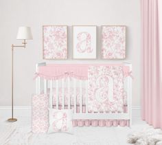 Made just for your baby girl, you're going to LOVE this personalized baby girl pink floral crib bedding set! Perfect for any baby girl nursery bedding, personalize this pink chinoiserie baby girl crib bedding set with your baby's monogram initial on these personalized baby girl crib bedding pieces for an adorable addition to your baby girl toile nursery, pink floral nursery, or chinoiserie nursery! ♥ CRIB BEDDING SET OPTIONS ~ 2 Piece Set: Baby girl crib sheet of your choice Personalized pink floral baby banket ~ 3 Piece Set: Baby girl crib sheet of your choice Personalized pink floral baby blanket Personalized chinoiserie nursery pillow ~4 Piece Set: 2 baby girl crib sheets (both crib sheet #1 AND crib sheet #2 - 1 of each) Personalized pink floral baby blanket Personalized chinoiserie nu Toile Nursery, Chinoiserie Nursery, Baby Girl Crib Sheets, Pink Crib Bedding, Pink Floral Nursery, Baby Girl Crib Bedding Sets, Matching Wall Art, Nursery Bedding Sets Girl, Pink Chinoiserie