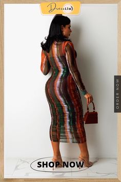 Mesh Tie Dye Print Long Sleeve Skinny Ruched Dresses Multicolor Long Sleeve Ruched Dress, Multicolor Ruched Midi Dress, Chic Multicolor Ruched Midi Dress, Multicolor Ruched Dress For Fall, Fall Multicolor Ruched Dress, Turtleneck Midi Dress, Outfits Petite, Pencil Skirt Dress, Current Fashion