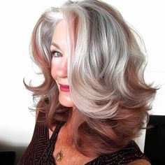 Warm Ginger Silver With Blonde Highlights, Gray Hair With Auburn Lowlights, Gray Hair With Red Lowlights, Gray Hair With Copper Highlights, Highlights To Blend Gray Hair Auburn, Asian Grey Hair Balayage, From Red To Grey Hair, Blending Gray Hair With Auburn