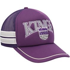 Elevate your collection of Sacramento Kings headwear with this '47 Sideband Stripes adjustable trucker hat. Featuring embroidered graphics and twin-twill stripes, this hat elevates the look of a classic trucker. The mesh rear adds breathability and the snap closure give a secure fit, ensuring this cap is a comfortable option on Sacramento Kings game days. Curved bill Officially licensed Imported Structured fit Mid Crown Mesh mid and rear panels Snap Closure One size fits most Brand: '47 Solid fr Throwback Adjustable Trucker Baseball Cap, Collegiate Style Adjustable Trucker Cap, Adjustable Curved Visor Trucker Hat For College, Collegiate Trucker Hat With Curved Brim For Streetwear, Collegiate Streetwear Trucker Hat With Curved Brim, Collegiate Style Trucker Hat With Curved Brim For Streetwear, Throwback Trucker Hat For Baseball Season, Collegiate Trucker Hat With Curved Visor For Streetwear, Throwback Trucker Hat For Sports Events