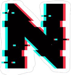 the letter n is made up of squares and rectangles in red, blue, and black