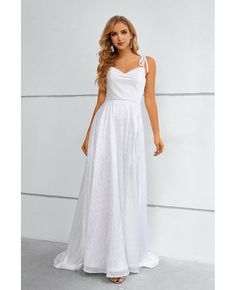 Best 11% off now! Buy simple white aline split front long prom dress with straps at wholesale price online. Free shipping and pro custom service since 2009. Simple Formal Dresses, White Spaghetti Strap, Dress Display, Prom Dresses Sleeveless, Backless Prom Dresses, A Line Prom Dresses, Custom Size Dresses, Vestidos Prom, Long Prom Dress