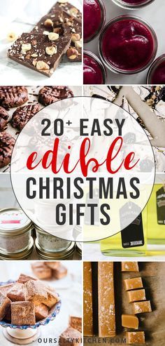 twelve easy edible christmas gifts with text overlay