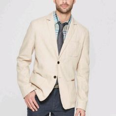 Color Is Described On Label As Light Taupe. 2 Button. Vent In Back. Notched Lapels And Linen- Cotton Blend. Brand New W Tag Casual Semi-formal Spring Blazer, Spring Business Casual Blazer With Buttons, Casual Notched Blazer For Business, Spring Business Sport Coat Button-up, Spring Workwear Sport Coat Button-up, Spring Business Casual Button-up Sport Coat, Spring Button-up Sport Coat For Workwear, Spring Semi-formal Blazer With Buttons, Button-up Beige Blazer