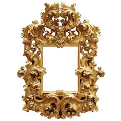 an ornate gold frame is shown against a white background