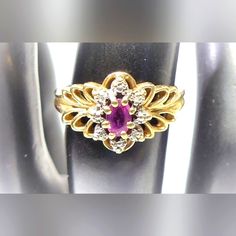 Pre Owned In Great Condition 10k Ruby And Diamond Ring Size 6, 2.28 Grams. Sold As Is Antique 14k Gold Cluster Jewelry, Formal Yellow Gold Cluster Birthstone Ring, Formal Cluster Yellow Gold Birthstone Ring, Yellow Gold Cluster Jewelry Hallmarked, Formal Cluster Ruby Ring Stamped 14k, Gold Cluster Ruby Ring In 14k, Gold Cluster Ruby Ring In 14k Gold, Gold Cluster Ruby Ring, Gold Cluster Ruby Jewelry