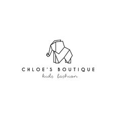 the logo for a boutique called cho's boutique, made with an elephant design