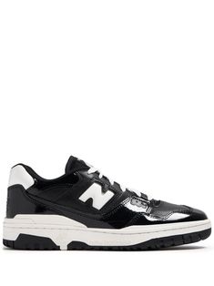 black leather patent finish debossed logo to the side round toe contrasting heel counter front lace-up fastening branded insole rubber sole Black Sporty High-top Sneakers With Embossed Logo, New Balance Black Sneakers With Boost Midsole, Black New Balance Lace-up Sneakers, Classic New Balance Leather Skate Shoes, Black Lace-up New Balance Sneakers, New Balance Black High-top Sneakers With Branded Insole, New Balance Leather Skate Shoes With White Sole, New Balance Black Low-top Sneakers, New Balance Leather Skate Shoes