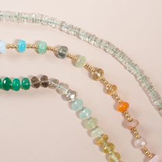 Experience the soothing energy of our Translucent Green Amethyst Heishi Necklace. Each gemstone showcases the gentle, healing properties of green amethyst, believed to enhance spiritual growth and inner peace. Embrace the subtle, translucent allure of this necklace, not just as an accessory, but as a source of calm and balance in your life. Elevate your style while nurturing your well-being with this exquisite piece  Length: 16 inches + 2 inch extension Stacked on emerald green beading thread wi Green Spiritual Necklace With Gemstone Accents, Bohemian Crystal Gemstone Necklaces For Everyday, Adjustable Rondelle Crystal Necklace For Healing, Bohemian Crystal Necklace With Gemstone For Everyday, Bohemian Crystal Necklaces With Gemstone For Everyday, Fusion Style Gemstone Necklace For Healing, Healing Faceted Crystal Necklaces, Gift Rondelle Emerald Necklace With Natural Stones, Spiritual Rondelle Crystal Necklaces With Gemstone Beads