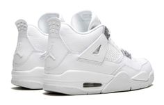 The Air Jordan 4 Retro BG 'Pure Money' is a modern classic. First released in 2006, this retro sneaker is back for 2017 and better than ever. Dressed in a white leather upper with chrome accents, this sneaker is perfect for little ones who want to look fresh all summer long. Jordan 4 Retro Pure Money, Jordan 4 Pure Money, Air Jordan 1 Chicago, Jumpman Logo