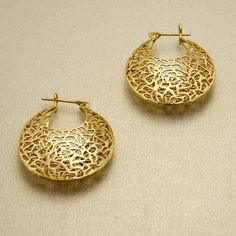 Large Gold Earrings, Filigree Earrings, Bohemian Earrings Hoops, Cut Out Lace Earrings, Victorian Ea Yellow Gold Round Brass Plug Earrings, Luxury Small Hoop Brass Earrings, Luxury Round Filigree Earrings, Brass Filigree Hoop Earrings For Wedding, Brass Filigree Hoop Earrings, Brass Hoop Earrings With Intricate Design, Small Hoop Gold Filigree Earrings, Elegant Small Hoop Brass Earrings, Handmade Gold Hoop Earrings Elegant Style