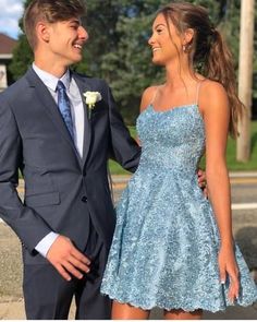 Blue Lace Prom Dress, Evening Party Gowns, Lace Prom Dress, Graduation Dresses, Lace Homecoming Dresses, Short Prom Dress, Dress Spaghetti, Short Prom, Prom Dresses Lace