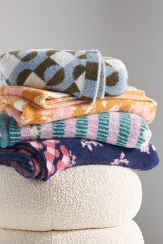 several towels stacked on top of each other