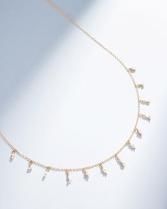 Elevate your look with this exquisite diamond drop necklace. Handcrafted from 18K gold, this necklace features a stunning display of baguette and round white diamonds totaling 0.47 carats, delicately hanging from a chain. This chain necklace is the perfect accessory for any special occasion. Details 18k yellow gold, rose gold or white gold 0.47 carats of baguette and round white diamonds Measures 18" inches in length, adjustable at 16" inches Lobster clasp fastening Ref: BAP364 White Diamond Necklace, Diamond Drop Necklace, Diamond Drops, Drop Necklace, Elevate Your Look, White Rose Gold, White Diamonds, Gold Rose, Diamond White