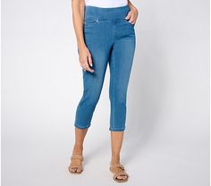 Belle by Kim Gravel Pet Primabelle Straight Leg Cropped Jean - QVC.com Spring Dark Wash Cropped Jeans, Spring Medium Wash Cropped Bottoms, Medium Wash Cropped Leg Bottoms For Spring, Spring Relaxed Fit Cropped Jeans In Dark Wash, Spring Dark Wash Relaxed Fit Cropped Jeans, Spring Medium Wash Capris With Pockets, Casual Pull-on Denim Jeggings, Casual Denim Pull-on Jeggings, Spring Capris With Pockets In Medium Wash