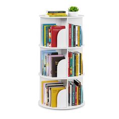 3 Tier Spinning Bookshelf Lazy Susan Designs, Corner Organizer, Rotating Bookshelf, Revolving Bookcase, Open Display Shelf, Regal Design, Room Book, Book Corners, Save Room