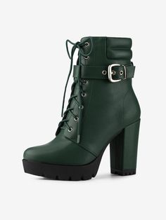 Shop Allegra K for lace up belt decor platform block heel combat ankle boots you are looking for, get more women's chunky heel for yourelf. Order now! Free Returns! Womens Chunky Heels, Platform Block Heels, Chunky Heel, Chunky Heels, Order Now, Block Heels, Dark Green, Ankle Boots, Converse