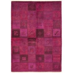 a pink rug with squares on it