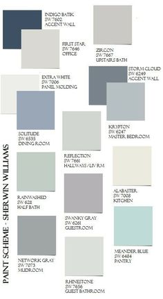 the different shades of paint that are used in this color scheme for walls and ceilings