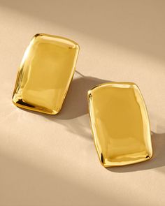 Cait Aureum Collective, Rectangular Earrings, Accessory Inspo, Vintage Inspired Earrings, Vintage Earring, Chunky Earrings, Earring Trends, Belt Accessories, Brass Earrings