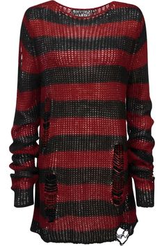 Total Horror Knit Sweater | Killstar Current Mood Clothing, Attitude Clothing, Spring Knits, Extra Long Sleeves, Oversized Pullover, Gothic Outfits, Alternative Outfits, Knitted Jumper, Striped Sweater