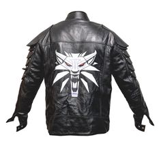 Black Punk Biker Jacket For Cosplay, Cyberpunk Outerwear For Cosplay, Black Punk Leather Jacket For Cosplay, Edgy Long Sleeve Leather Jacket For Cosplay, Halloween Cosplay Techwear Outerwear, Halloween Techwear Cosplay Outerwear, Techwear Outerwear For Halloween Cosplay, Techwear Outerwear For Halloween And Cosplay, Punk Long Sleeve Leather Jacket For Cosplay