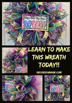 a colorful wreath that says learn to make this wreath today with pictures and words on it