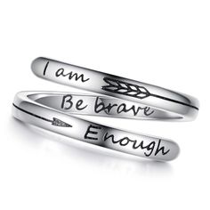 PRICES MAY VARY. Wear the 'I Am Enough' Ring to increase self confidence and to remind yourself that you are enough in this world. I AM ENOUGH, Uplifting words to remind you to stay strong and keep going. I am enough Ring Size: This ring expands from a size 7 to a size 9.This is a wrap ring and can be adjusted to your finger. I am enough rings are original and made from 100% Certified 925 Sterling Silver. You will never experience any discolouring and your ring will stay beautiful forever Give t Graduation Jewelry, Uplifting Words, I Am Enough, Birthday Ring, You Are Enough, Wrap Rings, Love Ring, Inspirational Gifts, Womens Jewelry Rings