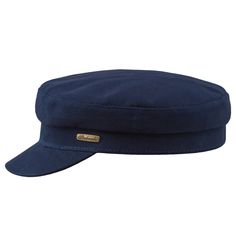 A naval style Trawler hat made of 100% softened cotton (emerized). One of many variations of Greek Fisherman and Breton hats available in our store. This headgear has a short peak which protects well your head from the sun - shape memory visor 5cm len. Inside the crown there is a skin friendly cotton sweatband. Hat has no lining inside therefore it is even more lightweight and airy. It is a comfortable and practical hat for everyday use. This headgear is available in large xl and xxl sizes. Prec Classic Navy Flat Cap, Navy Cotton Brimmed Hat, Navy Cotton Hat With Short Brim, Navy Cotton Flat Brim Hat, Navy Flat Brim Cotton Hat, Navy Cotton Beach Hat, Casual Boating Cap, Nautical Style Cap For Boating, Nautical Cap For Boating