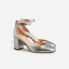 Maisie Ankle-strap Heels In Crinkle Metallic For Women Croc Heels, Mom Shoes, Cutout Heels, Blue Suede Heels, Velvet Pumps, Kitten Heel Sandals, Round Toe Pumps, Glitter Shoes, Shoes Heels Pumps