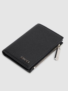 Find GUCCI Script Leather Wallet on Editorialist. Height: 11.5cm Width: 8.5cm Depth: 2cm. Black leather . Silver-toned hardware . Black moiré lining . Gucci logo . Weight: 0.1kg, approximately . Inside: 6 card slots, 1 bill compartment and 1 zipped coin pocket . Snap button closure . Open: W18cm x H11.5cm Gucci Logo, Gucci Wallet, Leather Card Case, Leather Bifold Wallet, Crossbody Messenger Bag, Gucci Men, Work Bags, Zip Wallet, Toiletry Bags