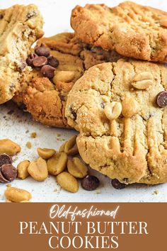 A stack of peanut butter chocolate chip cookies Old Fashioned Peanut Butter Cookies, Eggless Cookie Recipes, Joy Of Baking, Butter Cookie Recipe, Peanut Butter Chocolate Chip Cookies, Peanut Butter Cookie