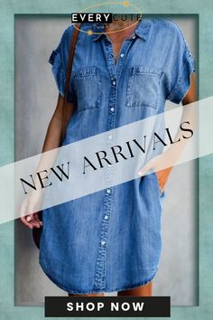 New Casual Short Sleeve Slim Fit Denim Dress Women Solid Color Loose Midi Y2k Dress Vestidos De Mujer Short Sleeve Denim Mini Dress With Pockets, Non-stretch Knee-length Casual Mini Dress, Denim Mini Dress With Pockets And Short Sleeves, Casual Short Sleeve Denim Blue Mini Dress, Spring Short Sleeve Denim Top With Pockets, Spring Denim Top With Short Sleeves And Pockets, Blue Non-stretch Denim Dress With Short Sleeves, Denim Mini Dress With Short Sleeves, Casual Short Sleeve Denim Mini Dress