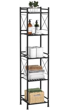 PRICES MAY VARY. 【Heavy-Duty Storage Shelf】Made of metal shelves and thickened tube for providing you with a long-term storage solution. Perfect storage shelves for organizing your bathroom collection, towels, toiletries, kitchenware, laundry supplies, clothes, plants, books, and more items. Keep your home neat and organized. 【X Frame Design】The three sides of the open utility rack are designed with horizontal guardrails to keep the storage items from falling off due to tilting. The X-shaped gua Luxury Bathroom Storage Ideas, Bathroom Tiered Shelf, Apartment Bathroom Storage Ideas, Bathroom Cart Organization, Bathroom Racks Ideas Shelves, Bathtub Storage Ideas, Small Bathroom Towel Storage Ideas, Towel Storage For Bathroom, Small Apartment Bathroom Storage