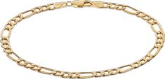 Formal Figaro Chain Link Bracelet, Classic Figaro Chain Bracelets, Luxury Formal Figaro Chain Bracelet, Formal Figaro Chain Bracelet With Oval Link, Luxury Figaro Chain Bracelet For Formal Occasions, Classic Gold Figaro Chain Bracelet, Classic Gold Bracelet With Figaro Chain, Classic Figaro Chain Gold Bracelet, Classic Gold Bracelet With Figaro Chain And Oval Links