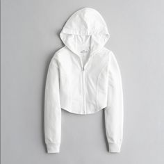 Crop Corset Full-Zip Hoodie Ship Same Day Or Next Day Firm Price Color : White Size : Large ( L ) Cropped Racer Jacket, Corset Hoodie, Teen Clothing, Hollister Tops, White Crop, Hoodie Girl, Corset Style, White Hoodie, Full Zip Hoodie