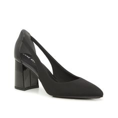 Anne Klein-Bridget Pump Stylish and sophisticated, the Bridget pump from Anne Klein is a must-have. Featuring a sleek pointed toe, a solid block heel, and eye-catching cutout designs for a special touch. Black Pumps, Anne Klein, Block Heels, Sleek, Pumps, Heels, Black