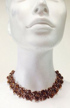 Chocolate lover choker on Etsy, $148.00 Creative Black Tie, Finger Cuff, Copper Choker, Silver Mask, My Favorite Color, Chocolate Lover, Cross Ring, Crystal Skull, Antique Copper