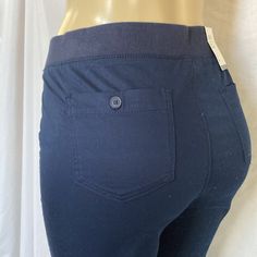 Super Beautiful Navy Blue Capri Pants, Mid-Rise, Elastic Comfort Waist, Hems With Slits, Faux Zipper Closure, Two Slant Front Pockets With Buttons, Two Back Pockets With Buttons, Super Comfortable. Color: Navy Blue Size: Large: Waist: 36” It Stretches To 40” Front Rise: 11” Leg Opening: 16” Fabric: 98% Cotton, 2% Spandex Quantity: 1 Co Clothing, Jumpsuit Fashion, Navy Women, Clothing Women, Women's Style, Pant Jumpsuit, Capri Pants, Mid Rise, Capri