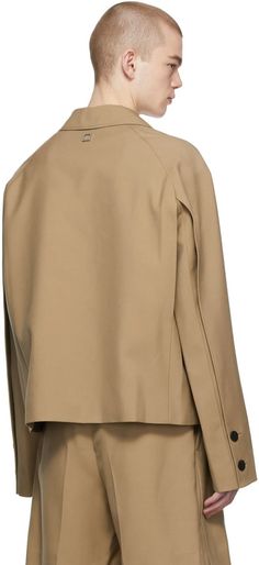 Tan Twill Jacket by Wooyoungmi on Sale Twill Jacket, Accessories For Men, Lapel Collar, Welt Pockets, Luxury Streetwear, Welt Pocket, Designer Fashion, Wool Blend, North America