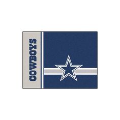 the nfl team rug is shown in blue and white