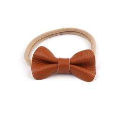 Individual brown leather bow headband, sold each Adjustable Bow Headband Gift, Adjustable Bow Headband As Gift, Adjustable Elegant Bow Headband, Elegant Adjustable Bow Headband, Elegant Brown Adjustable Bow Tie, Elegant Brown Bow For Party, Adjustable Red Bow Hair Accessory Gift, Adjustable Red Bow Hair Accessories For Gift, Adjustable Bow Tie Hair Accessories For Gift