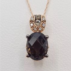 Authentic Brand New Levian Solid 14 Karat Gold And Genuine Natural Diamonds & Gemstones Le Vian Pendant Necklace 14k Strawberry Gold (Rose Gold) Smoky Quartz Vanilla Diamonds & Chocolate Diamonds Vs2-Si2 Clarity G-H Color Oval Rose Cut Center Stone (9mm X 7mm) 18” Rope Chain Necklace Spring Ring Closure Formal Necklace With Oval Pendant And Accent Stones, Formal Oval Pendant Necklace With Accent Stones, Rose Gold Necklaces With Gemstone Accents For Anniversary, Anniversary Rose Gold Necklace With Gemstone Accents, Anniversary Rose Gold Necklaces With Gemstone Accents, Classic Formal Necklaces With Accent Stones, 14k Gold Necklace With Accent Stones, 14k Gold Necklaces With Accent Stones For Formal Occasions, Formal Oval Necklace With Accent Stones