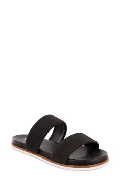 MIA Valeri Sandal (Women) | Nordstrom Casual Slide Sandals With Cork-bed Midsoles, Black Summer Footbed Sandals With Cork-bed Midsoles, Outdoor Non-slip Black Sandals, Adjustable Black Sandals With Cork-bed Midsoles, Black Adjustable Cork-bed Midsoles Sandals, Sandal Women, Womens Sandals, Modern Style, Leather Upper