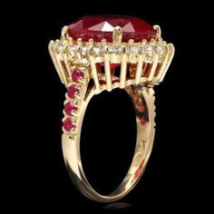 For Sale on 1stDibs - 10.70 Carats Natural Red Ruby and Diamond 14K Solid Yellow Gold Ring Total Red Ruby Weight is: Approx. 10.10 Carats Ruby Measures: Approx. 14.00 x 12.00mm Emerald Cut Aquamarine Ring, Emerald Cut Rings, Etsy Gold Ring, White Gold Diamond Rings, Natural Blue Sapphire, Yellow Gold Earring, Red Ruby, Yellow Gold Ring, Ruby Ring