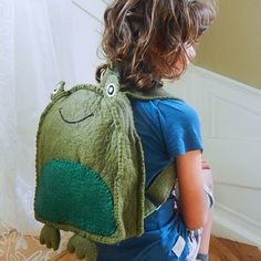 Lovely Frog Handmade Animal Backpack Handmade kids cute Frog  backpack bag with a adjustable straps. This High quality collection is great gift for any kid for nursery, early school or just for day trips. The bag is handmade with high quality from 100%  Merino wool Felt  SIZE: A4 size of space in the bag inc' zipper and a satin linen. Design: Pinguin / Elephant / Cat / Monkey / Sheep/ Bunney/Bee/Panda/Lady Bird/Owl/ A colourful handmade collection of crafted designs by TWIXIE-PIXIE Happy shoppin Green Playful Backpack For Playtime, Playful Green Backpack For Playtime, Cute Green Backpack For Students, Cute Green Student Backpack, Cute Green Backpack For Back To School, Green Fun Bag For Back To School, Fun Green Bag For Back To School, Fun Green Back-to-school Bag, Green Backpack For Playtime